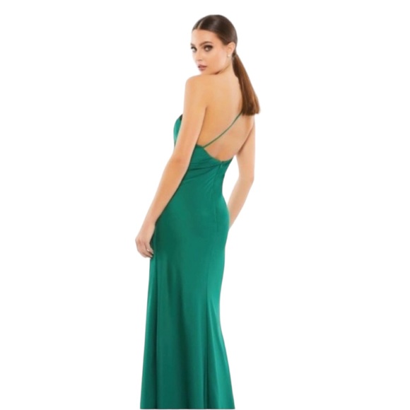 Ieena for Mac Duggal One Shoulder Emerald Green Dress Gown 55385 size 0 - Picture 5 of 11
